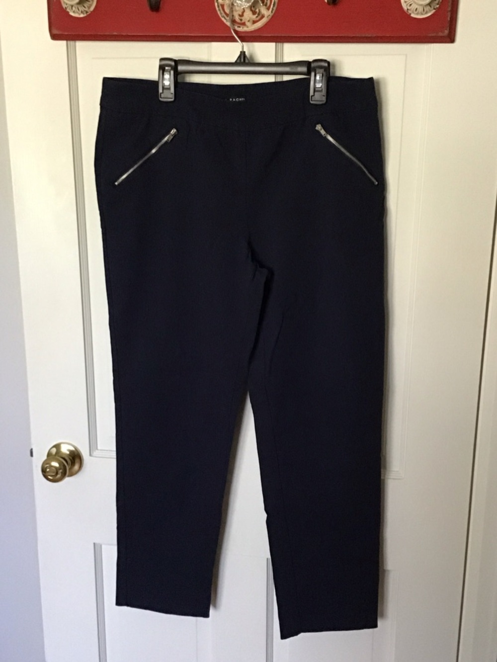 Zac & Rachel Navy Ankle Cropped Pants with Zip Pockets